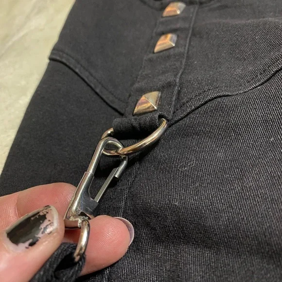 Lip Service Black Pencil Skirt with Front Zipper, Stud Details, Original Straps - Picture 3 of 7